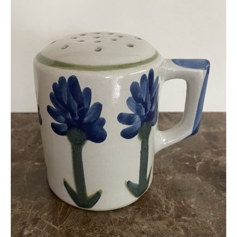 Vtg Louisville Stonewear Bachelor Button Cornflower Handled Flour‎ Sifter